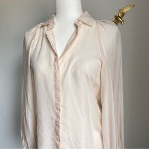 Club Monaco Silk Blush Button-Up Shirt